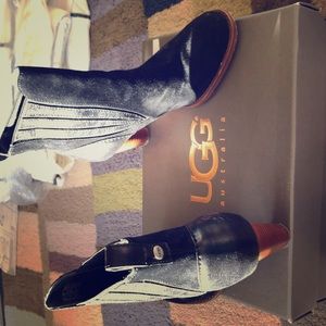 TIMELESS UGG BLACK SUEDE HEELED BOOTIES